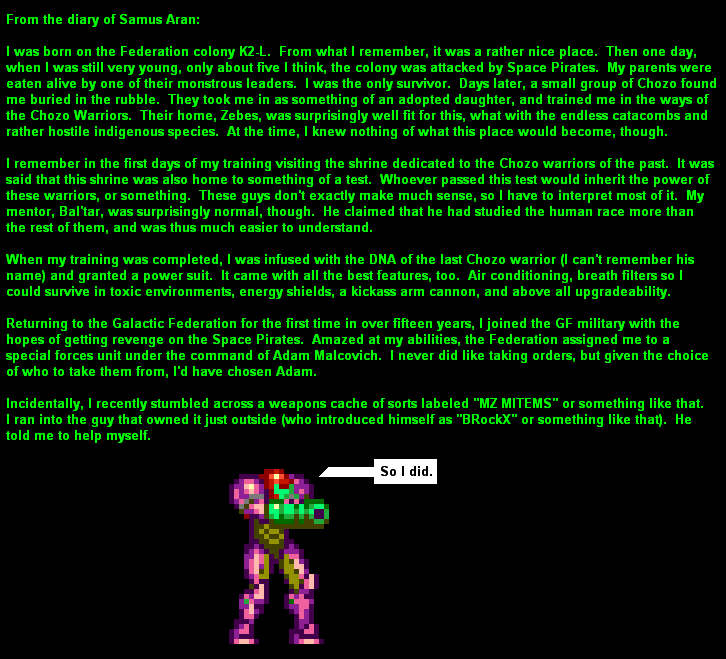 [From the Diary of Samus Aran]